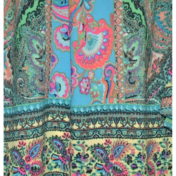 Figueroa & Flower Womens 2X Green Floral Lace Up Lace Back Blouse Tunic Top - Picture 5 of 14